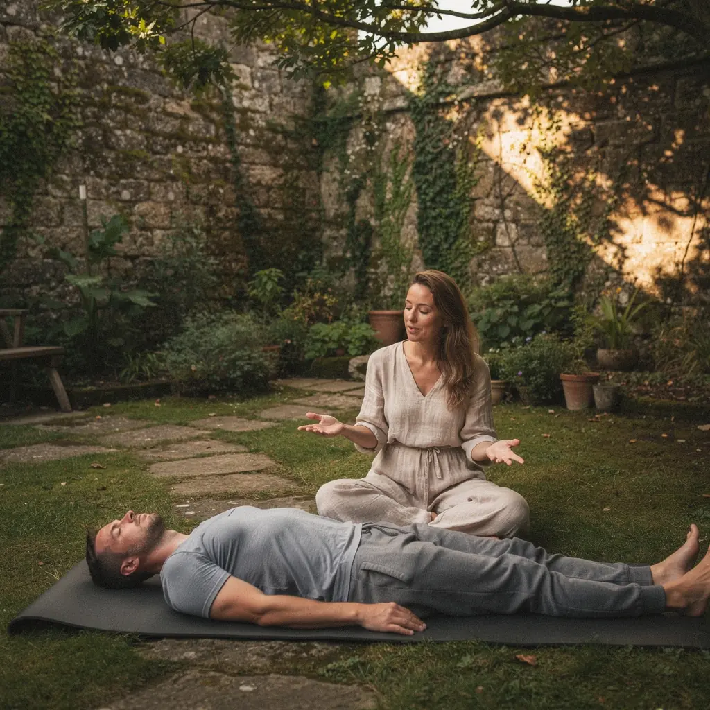 An individual meditating on a cliff overlooking the ocean, representing self-awareness and clarity.